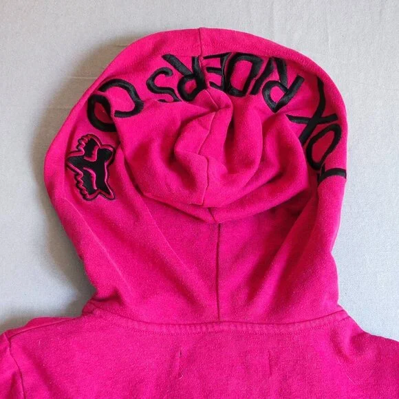 Fox Riders Co. hoodie women's size XS magenta with graphic design on the hood - Picture 5 of 12